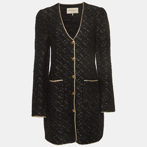 Emilio Pucci Black and Gold Trim Thick Knit Buttoned Coat XL - Emilio Pucci - Modalova