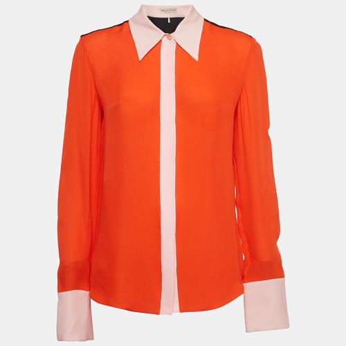 Emilio Pucci Orange Silk Contrast Trim Shirt M - Emilio Pucci - Modalova