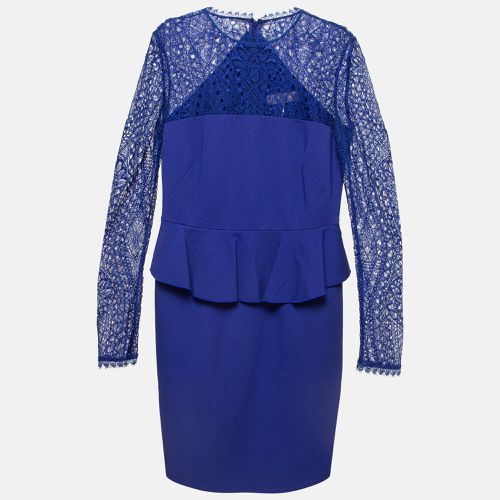 Emilio Pucci Blue Lace Trim Stretch Crepe Peplum Pencil Dress L - Emilio Pucci - Modalova