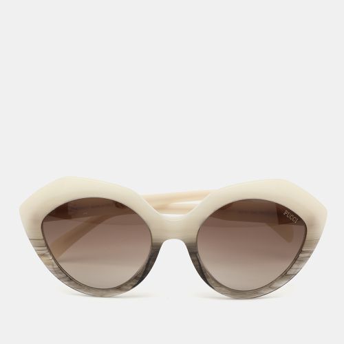 Emilio Pucci Cream/Brown Gradient EP0041 24K Cat-Eye Sunglasses - Emilio Pucci - Modalova