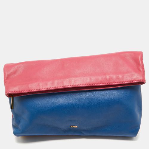 Emilio Pucci Pink/Blue Leather Fold Over Clutch - Emilio Pucci - Modalova