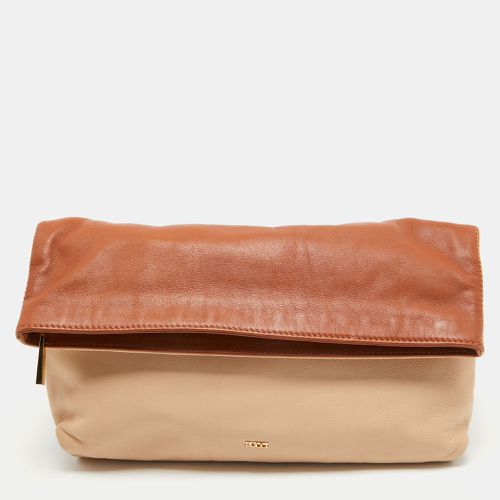 Emilio Pucci Brown/Beige Leather Fold Over Clutch - Emilio Pucci - Modalova