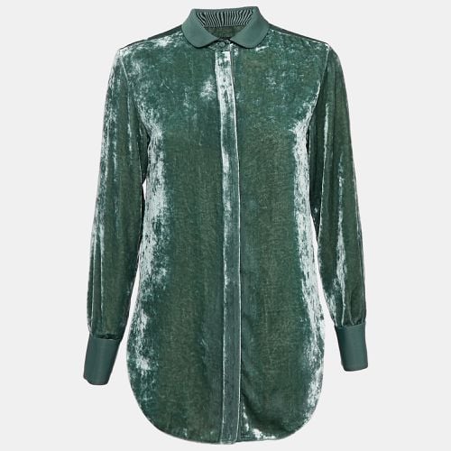 Emporio Armani Green Velvet Curved Hem Shirt S - Emporio Armani - Modalova