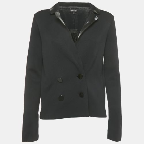 Emporio Armani Black Knit Double Breasted Blazer S - Emporio Armani - Modalova