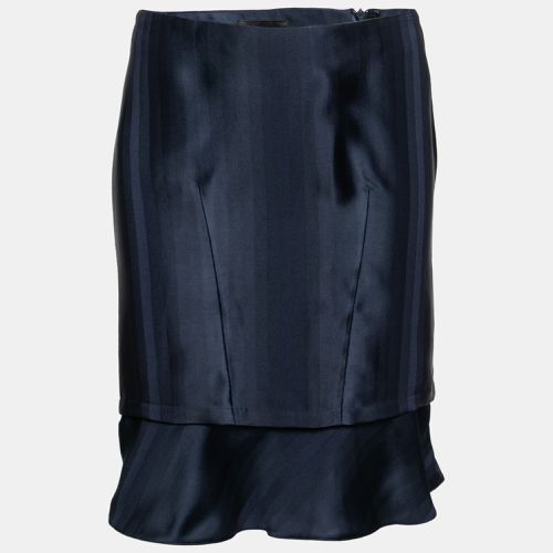 Emporio Armani Navy Blue Satin Short Skirt S - Emporio Armani - Modalova