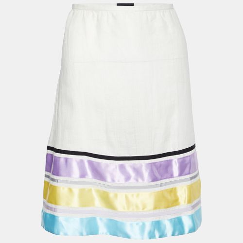 Emporio Armani Off-White Ramie Contrast Trim Mini Skirt M - Emporio Armani - Modalova