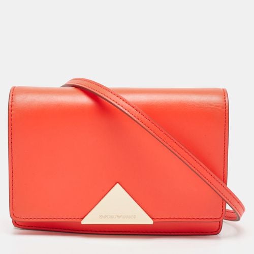 Emporio Armani Neon Red Leather Flap Crossbody Bag - Emporio Armani - Modalova