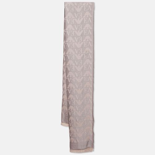 Emporio Armani Pink/Grey Monogram Jacquard Wool Blend Stole - Emporio Armani - Modalova