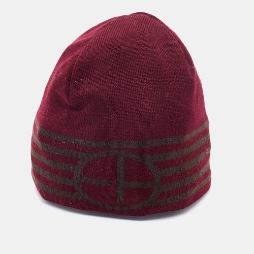 Emporio Armani Burgundy Wool Beanie 57 cm - Emporio Armani - Modalova