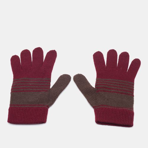 Emporio Armani Burgundy & Beige Wool Gloves - Emporio Armani - Modalova