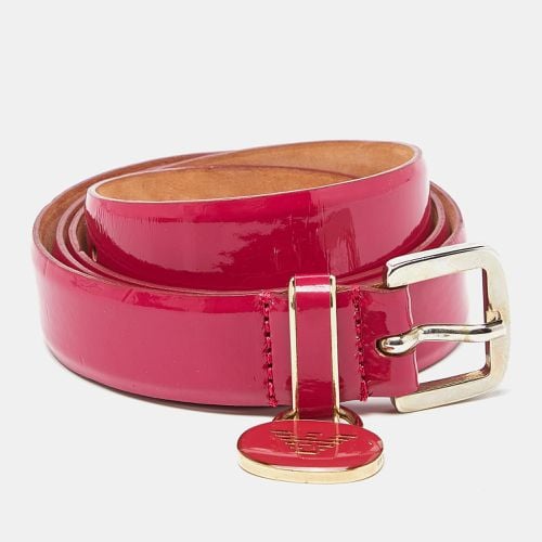 Emporio Armani Pink Patent Leather Skinny Belt 95CM - Emporio Armani - Modalova