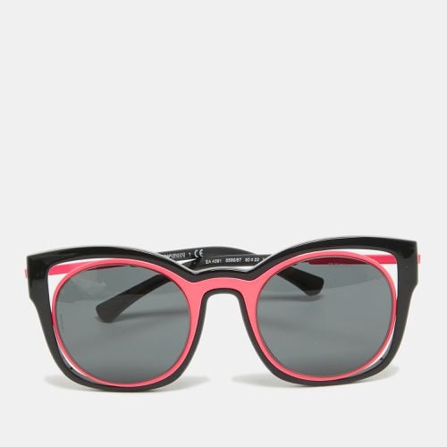 Emporio Armani Black/Neon Pink EA 4091 Square Sunglasses - Emporio Armani - Modalova