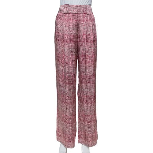 Emporio Armani Pink & Grey Printed Silk Palazzo Pants M - Emporio Armani - Modalova