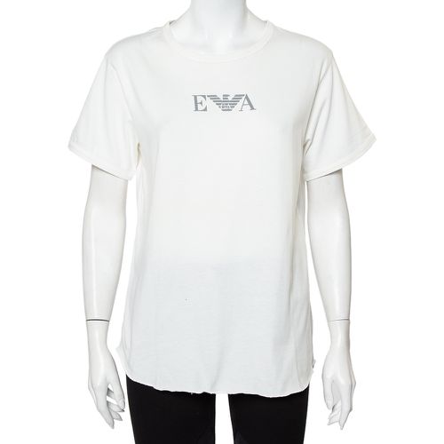 Emporio Armani White Cotton Logo Printed Crewneck T-Shirt L - Emporio Armani - Modalova