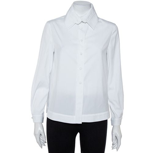 Emporio Armani White Cotton Extended Collar Detail Button Front Boxy Shirt M - Emporio Armani - Modalova