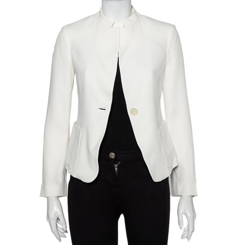 Emporio Armani White Crepe Button Front Blazer S - Emporio Armani - Modalova