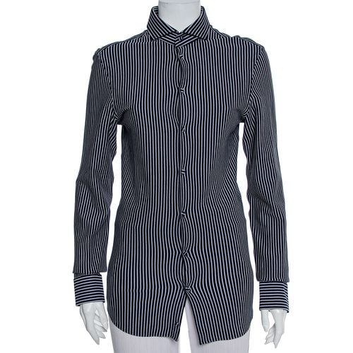 Striped Cotton Knit Button Front Shirt S - Emporio Armani - Modalova