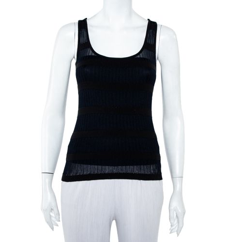 Emporio Armani Navy Blue & Black Knit Crossback Detail Tank Top S - Emporio Armani - Modalova