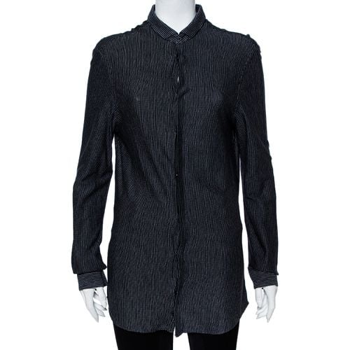 Emporio Armani Black Striped Knit Long Sleeve Shirt M - Emporio Armani - Modalova