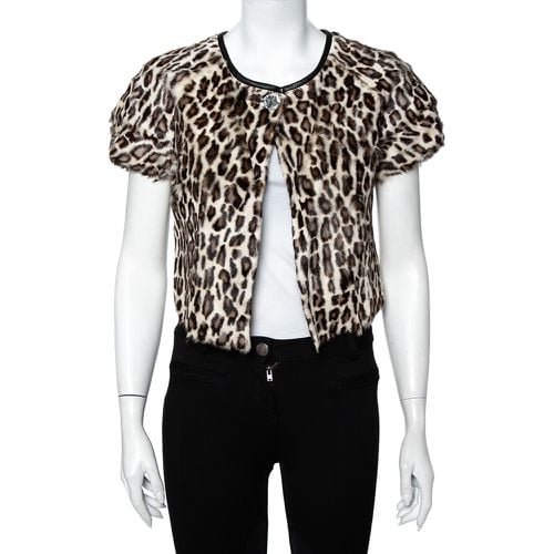 Emporio Armani Brown Animal Printed Fur Button Front Shrug S - Emporio Armani - Modalova