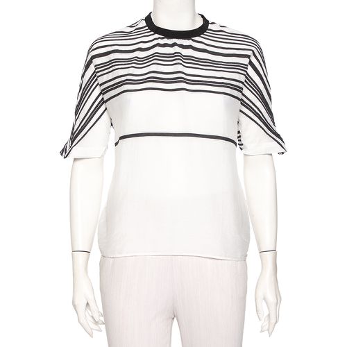 Emporio Armani White Cotton & Silk Striped Detail T-Shirt L - Emporio Armani - Modalova