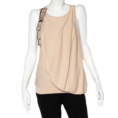 Emporio Armani Beige Knit Overlay & Bow Detail Tank Top L - Emporio Armani - Modalova