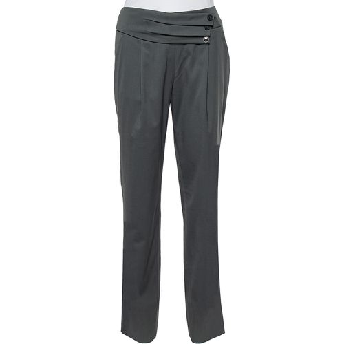 Emporio Armani Grey Wool Pleated Detail Trousers M - Emporio Armani - Modalova