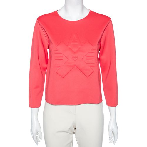 Emporio Armani Pink Jersey Logo Embossed Long Sleeve Top M - Emporio Armani - Modalova