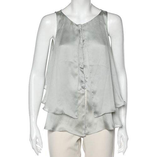 Emporio Armani Pale Green Silk Layered Sleeveless Button Front Top M - Emporio Armani - Modalova