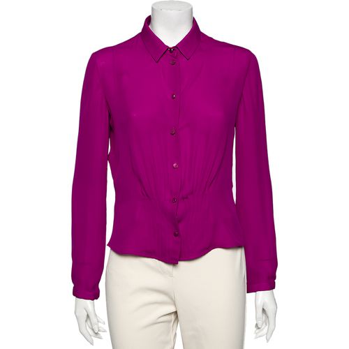 Emporio Armani Purple Silk Button Front Blouse L - Emporio Armani - Modalova