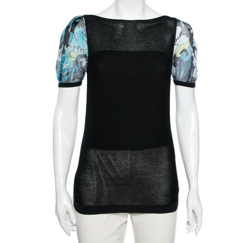 Emporio Armani Black Knit Puff Sleeve Top M - Emporio Armani - Modalova