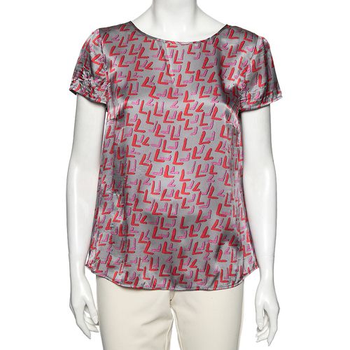 Emporio Armani Grey Graffiti Print Satin Silk Blouse M - Emporio Armani - Modalova