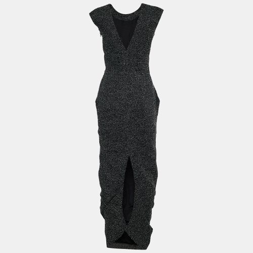 Emporio Armani Black Patterned Wool & Crepe Maxi Dress S - Emporio Armani - Modalova