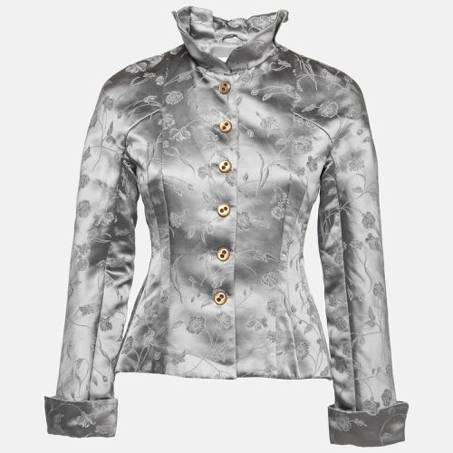 Emporio Armani Grey Floral Embroidered Button Front Jacket M - Emporio Armani - Modalova