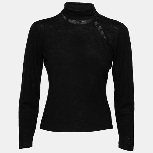 Emporio Armani Black Wool Cut-Out Detail Long Sleeve Top S - Emporio Armani - Modalova