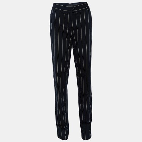 Emporio Armani Black Striped Cotton Tapered Leg Pants M - Emporio Armani - Modalova