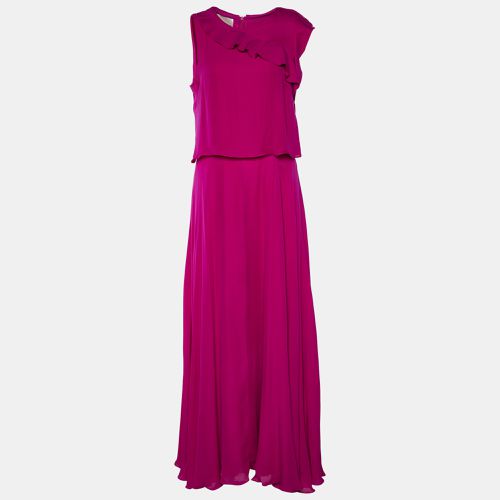 Emporio Armani Purple Silk Ruffle Overlay Detail Sleeveless Maxi Dress M - Emporio Armani - Modalova