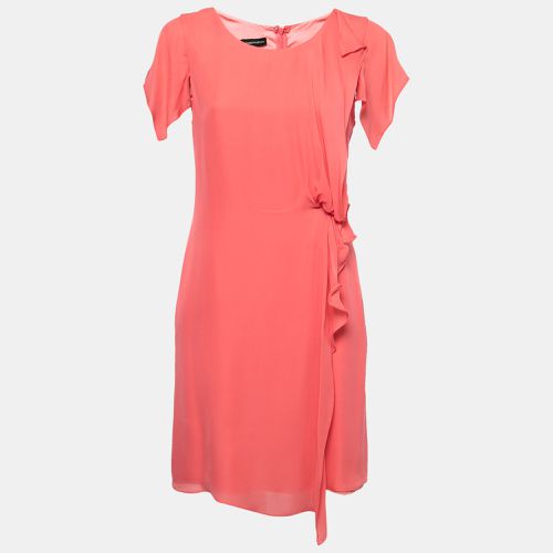 Emporio Armani Salmon Pink Silk Draped Detail Midi Dress M - Emporio Armani - Modalova