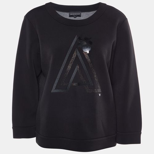 Emporio Armani Black Jersey A Embellished Sweatshirt L - Emporio Armani - Modalova