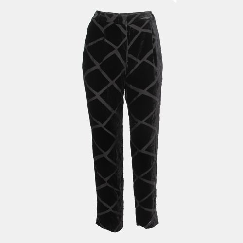 Emporio Armani Black Patterned Velvet Straight Leg Pants M - Emporio Armani - Modalova