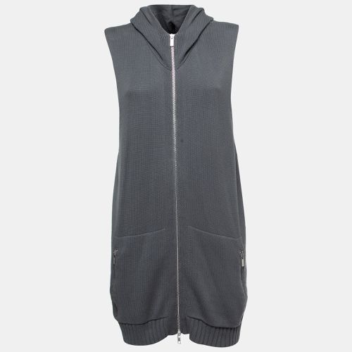 Emporio Armani Grey Knit Zip Front Hooded Cardigan 3XL - Emporio Armani - Modalova