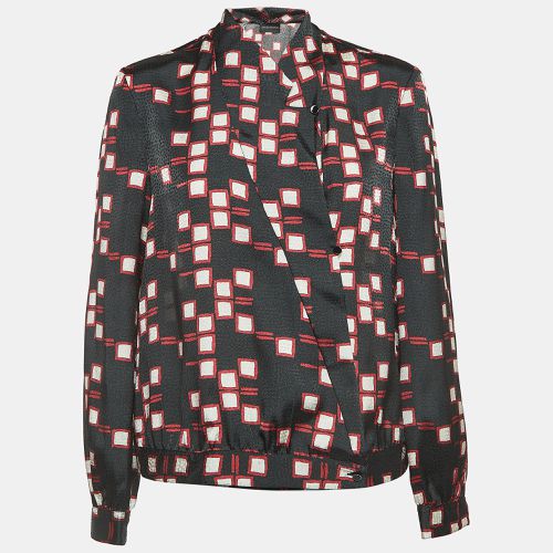 Emporio Armani Black Geometric Print Synthetic Long Sleeve Blouse M - Emporio Armani - Modalova