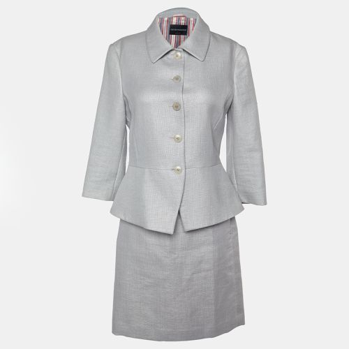 Emporio Armani Grey Nylon Single Breasted Blazer & Skirt Set M - Emporio Armani - Modalova