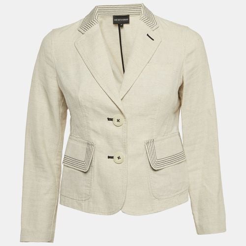 Contrast Stitch Cotton Blend Single Breasted Blazer S - Emporio Armani - Modalova