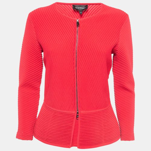 Emporio Armani Red Ottoman Knit Peplum Jacket M - Emporio Armani - Modalova