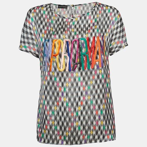 Emporio Armani Multicolor Checked Silk Embroidered Top S - Emporio Armani - Modalova