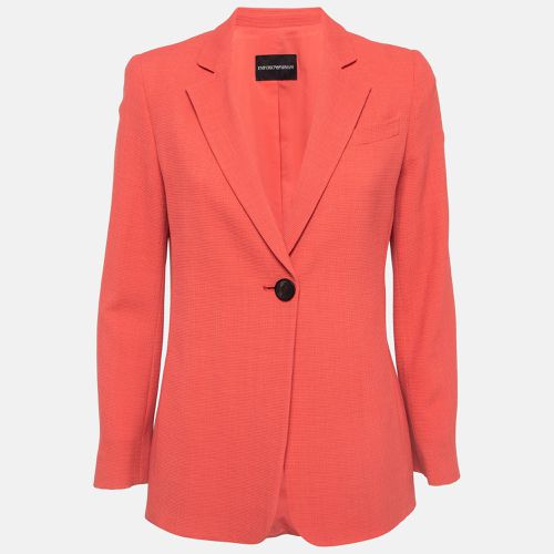 Emporio Armani Coral Pink Textured Stretch Crepe Blazer S - Emporio Armani - Modalova