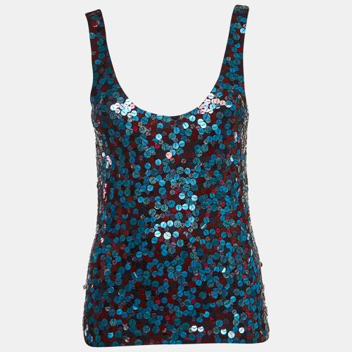 Emporio Armani Blue & Pink Sequin Knit Tank Top S - Emporio Armani - Modalova