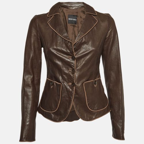 Emporio Armani Brown Leather Jacket S - Emporio Armani - Modalova