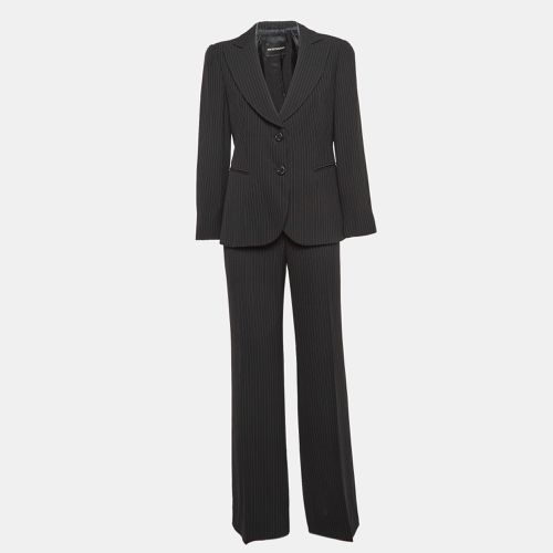 Emporio Armani Black Pinstripe Wool Blend Pant Suit L - Emporio Armani - Modalova